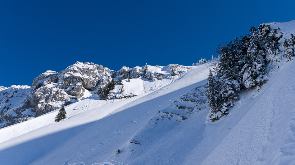 Arête de la Beccaz : grande pente sans beaucoup de fond