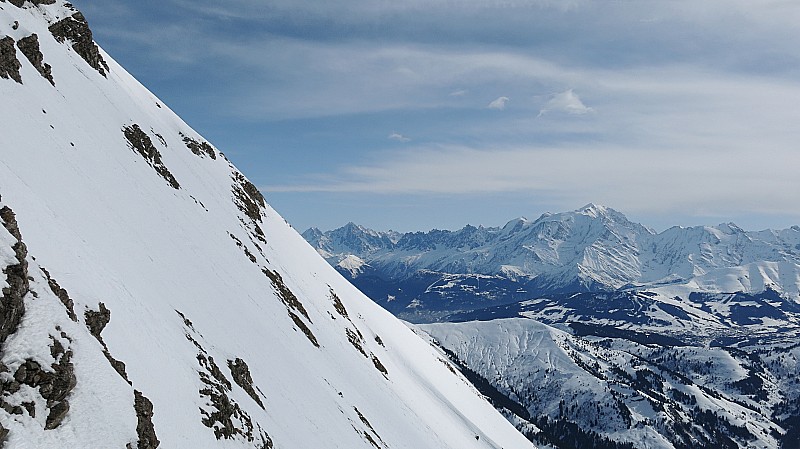 Col S de Torchère : Pentes du départ et Mt-Blanc en toile de fond