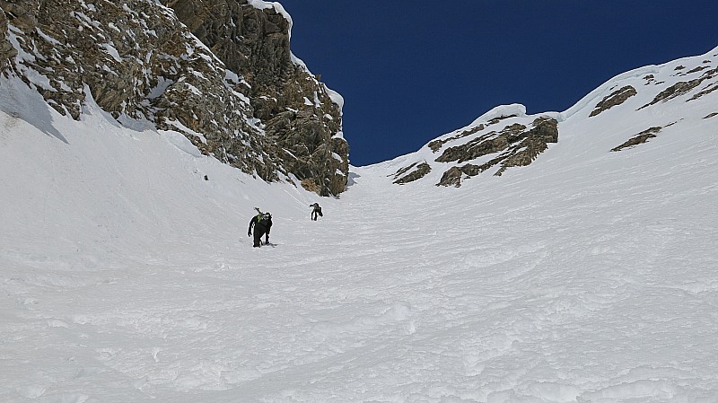 Col S de Torchère : Montée au 1/3 du couloir