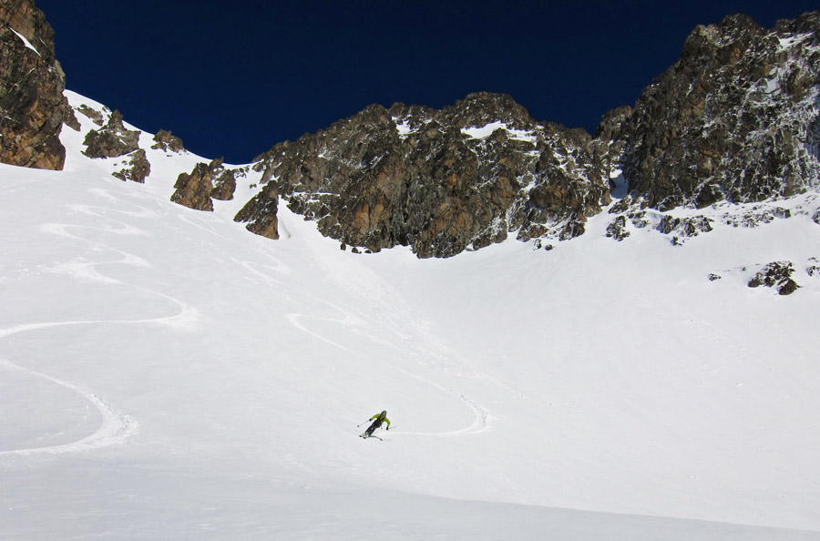 Portarras couloir sud : les pentes inférieures