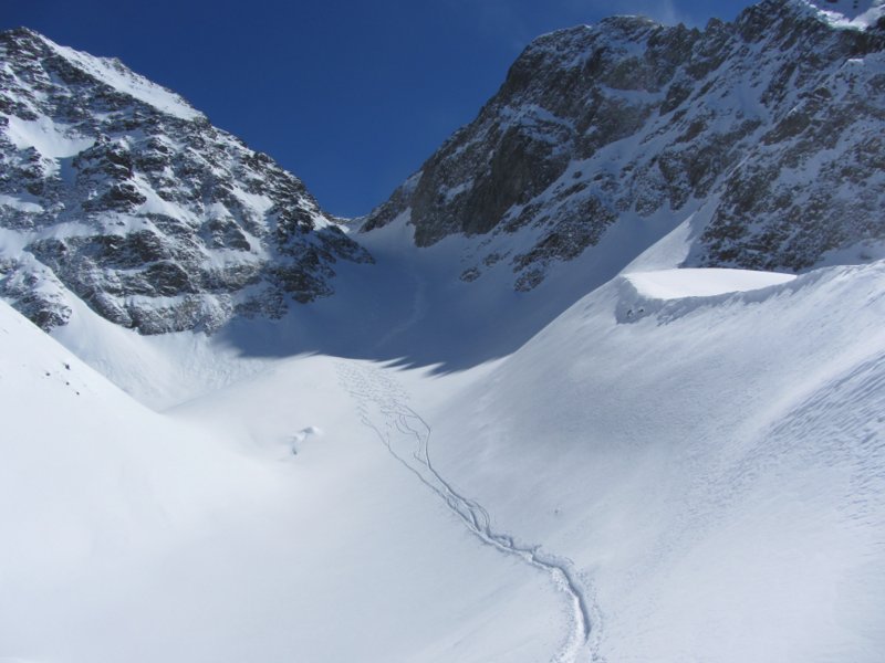 le glacier d'arguille : vue sur l'itinéraire de descente