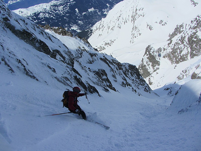 Pic de la Grande Valloire : Ski grand large après la petite étroiture de départ.