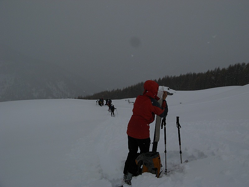 Bergerie dessus Baudissart : Arrêt demi tour dessus la bergerie de Baudissart 2180m avec ces conditions météo et de neige médiocre!