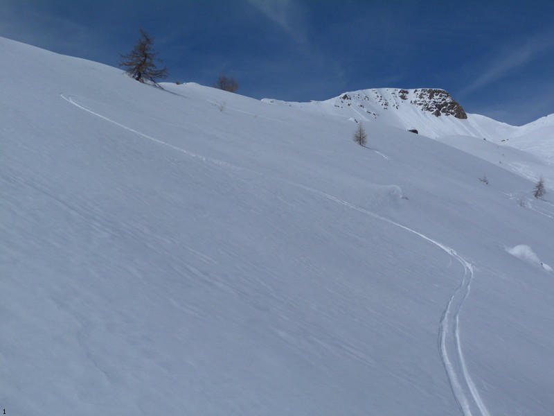 Slalom : Un joli slalom dans une neige bien humide mais encore assez skiable.
On est sur une contrepente rive droite du vallon juste avant de rejoindre le haut de la forêt.
C'est plus sympa que la trace directe au fond du thalweg... plus skiant aus