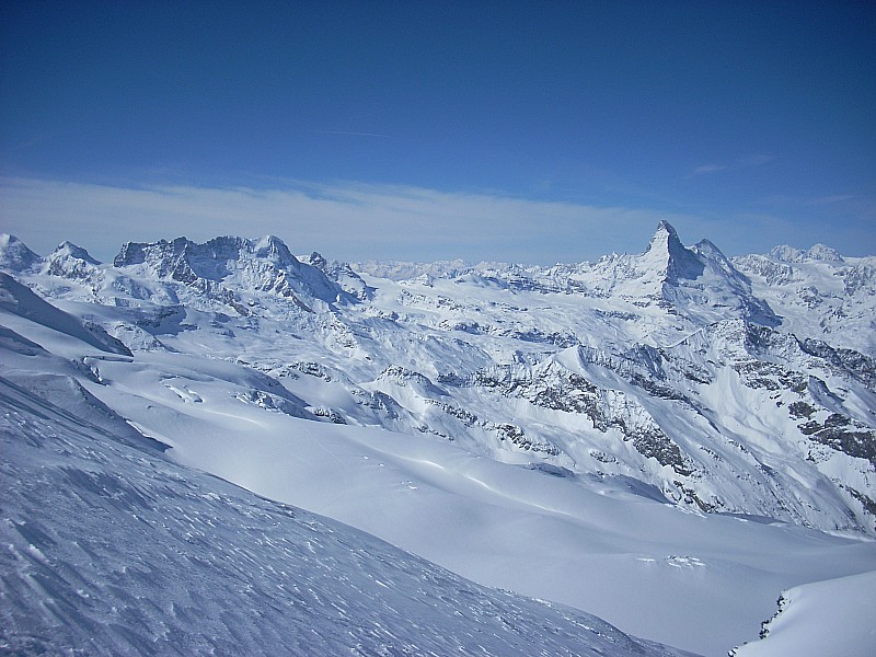 Au Feejoch : Vue sur Zermatt et le Cervin