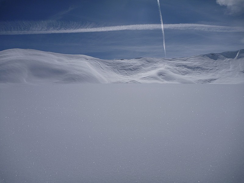 Face N du Mourre av Avalanche : Nous passons bien sur le plateau, la pente semble travaillée