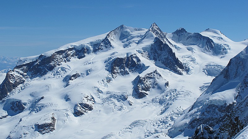 Breithorn : du sommet le Mont Rose avec Silgnalkuppe, Duforspitze, Norden