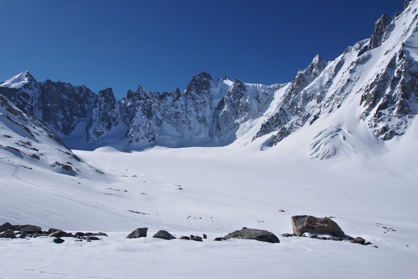 Glacier d'Argentière : A la jonction avec le glacier du Tour Noir.
