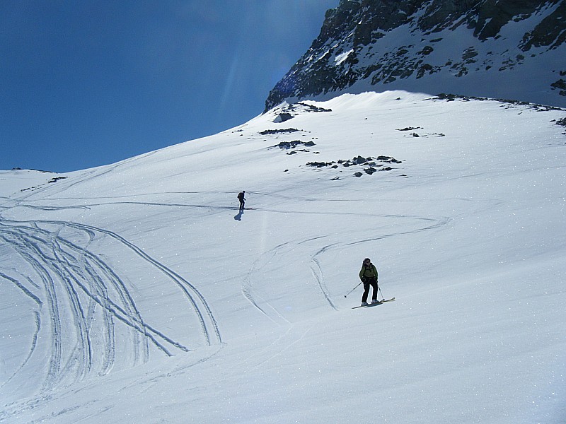 Turtmanngletscher : descente croûtée sur le Turtmanngletscher