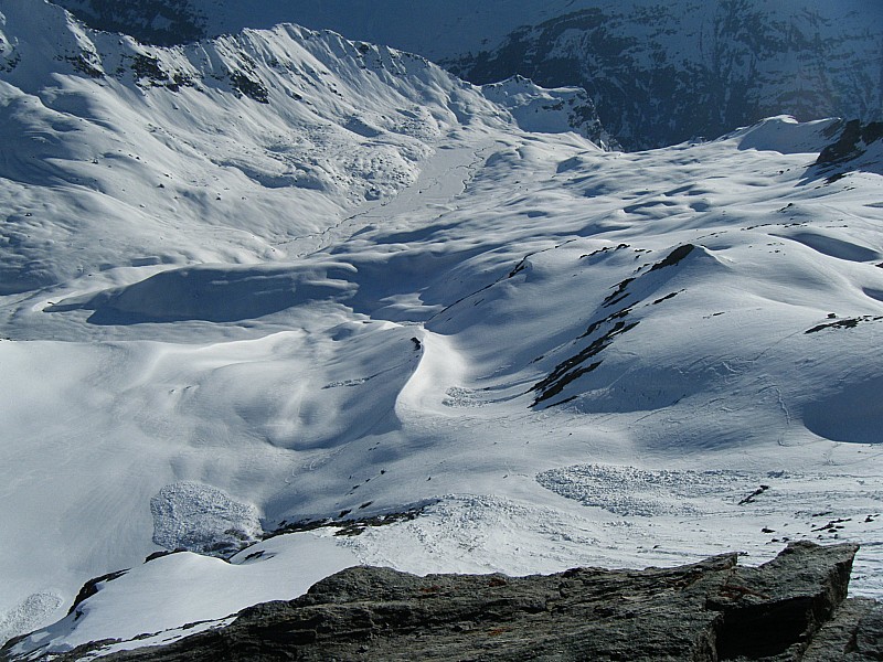 descente de Zinal : vue sur la première partie de la descente sur Zinal