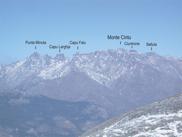 Massif du Cintu : Peu de blanc sur le versant S du Cintu et ses satellites.