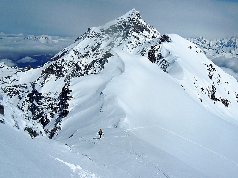 Dôme de la Sache : Arrivée sur la crête sommitale. Le Mont Pourri, derrière.
