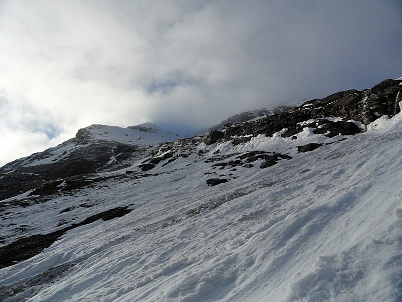 Pointe de Charbonnel : Accès à l'itinéraire inférieur, bien sec...