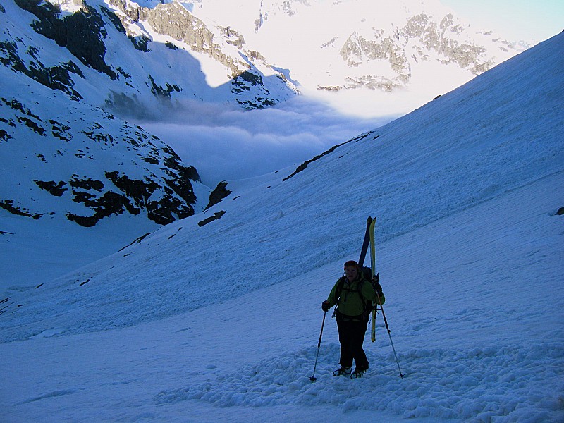 traversée des avalanches : Claire a les boules....sous les pieds