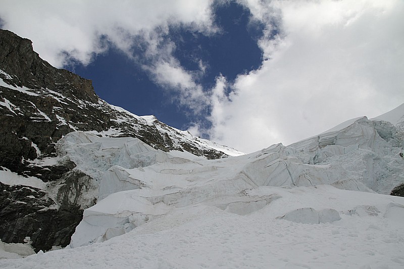 Sortie du glacier : bien sports, relativement raide et complexe