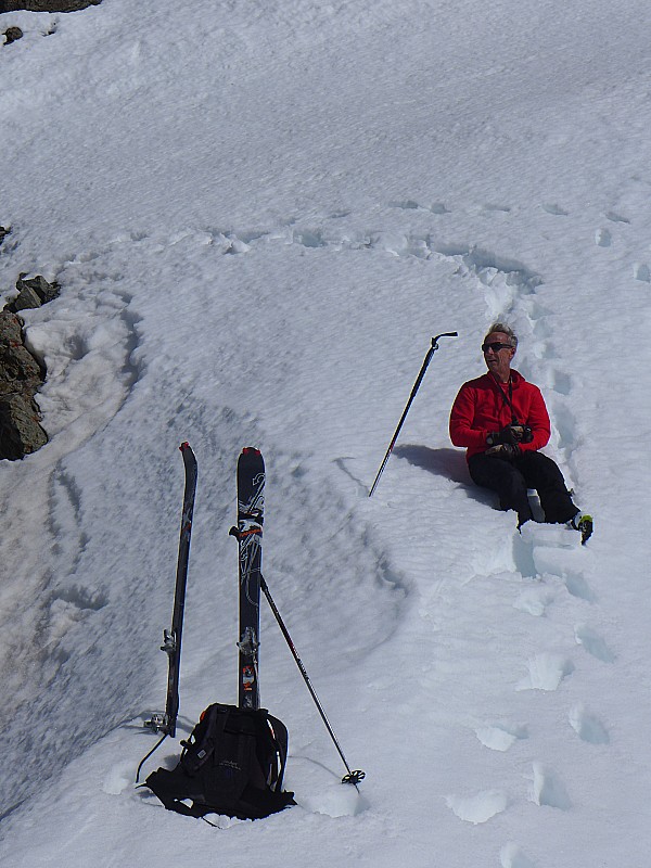 Col de Monetier : petite pause avant de plonger sur le glacier Blanc.