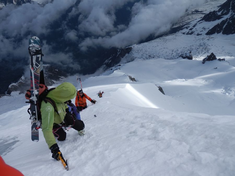 Arête Nord Gouter : Facile en montée, plus compliquée à la descente compte tenu des plaques de glace