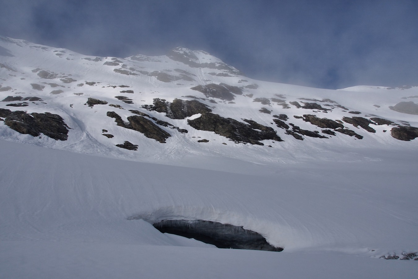 Traversée sous la face : Après avoir quitté le brouillard.