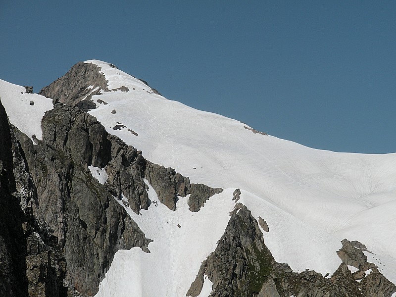 Rocher Blanc sommet : En fait il y avait 2 pèlerins dans le coin - en plus des traces de descente de bibi