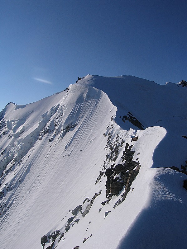 Fletschhorn : Face N et sommet depuis l'épaule. C'est d'ici que je vais descendre.