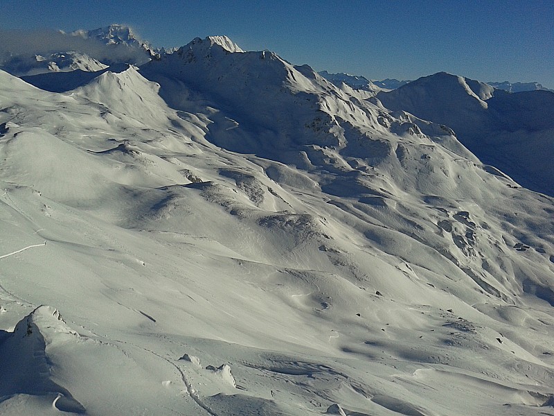 De gauche à droite: Mt Blanc, Crêt du Rey, Combe bénite