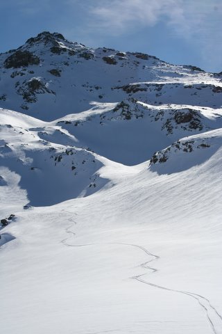 Haut de la descente : Qui penseraitque plus de 40000 skieurs sont à peu de distance