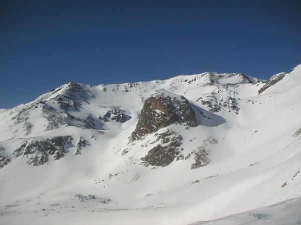 Pic du Lac Blanc : Le cirque du Lac Blanc, avec à gauche l'arête à remonter