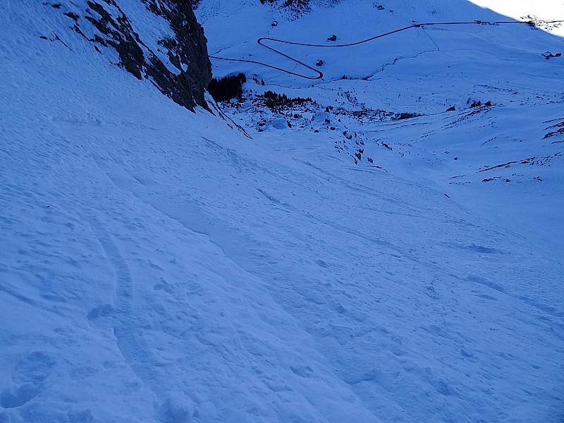 Couloir du Clocher : Début de la descente.