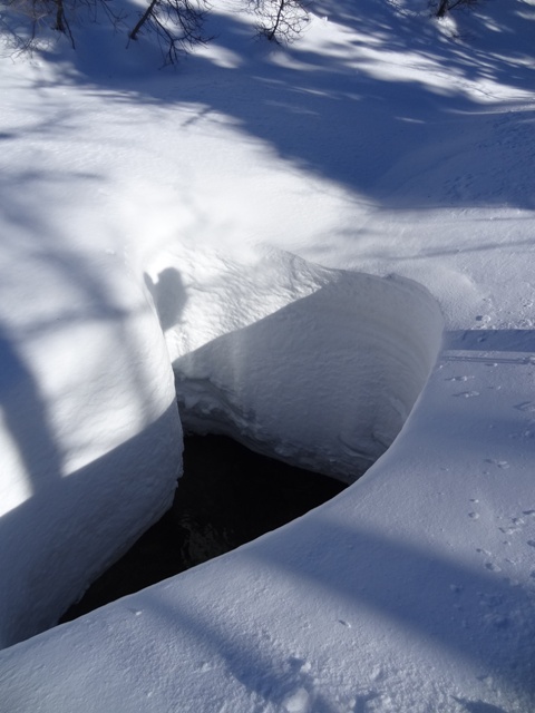 Hauteur de neige : Hauteur de neige frémamorte, au fond coule le ruisseau... ne pas tomber dedans!