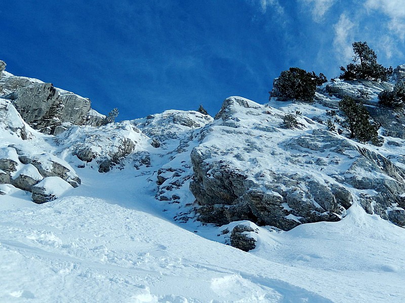 Rochers de la Bade : Le crux vu d'en bas