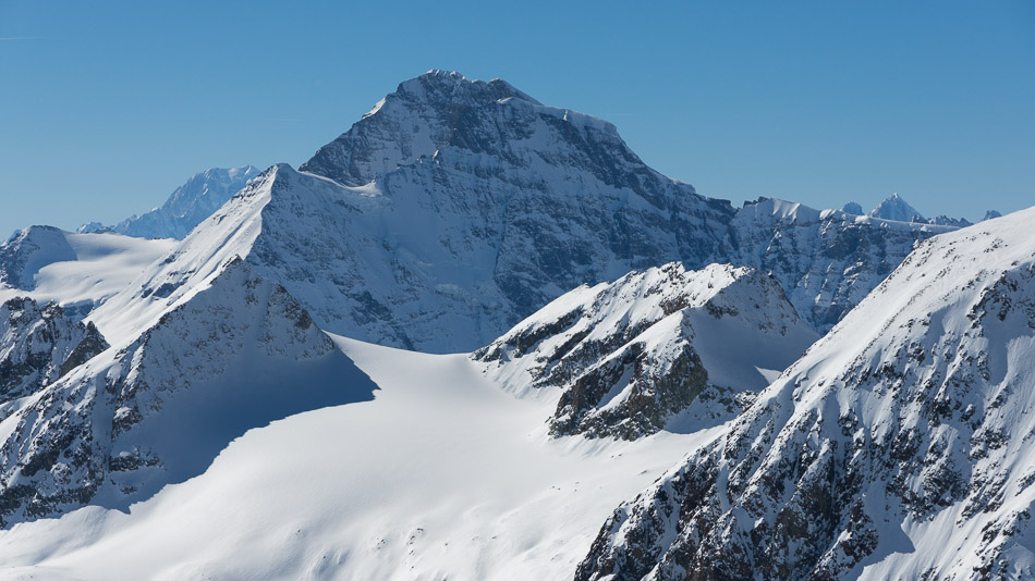 Mont-Blanc, Grand Combin : et Verte à droite. Quel pano!
