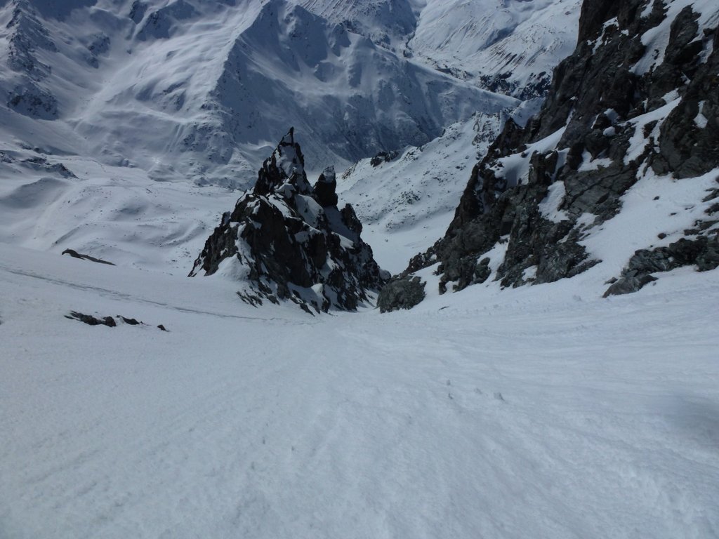 Couloir WSW : La partie basse, plus large et moins raide