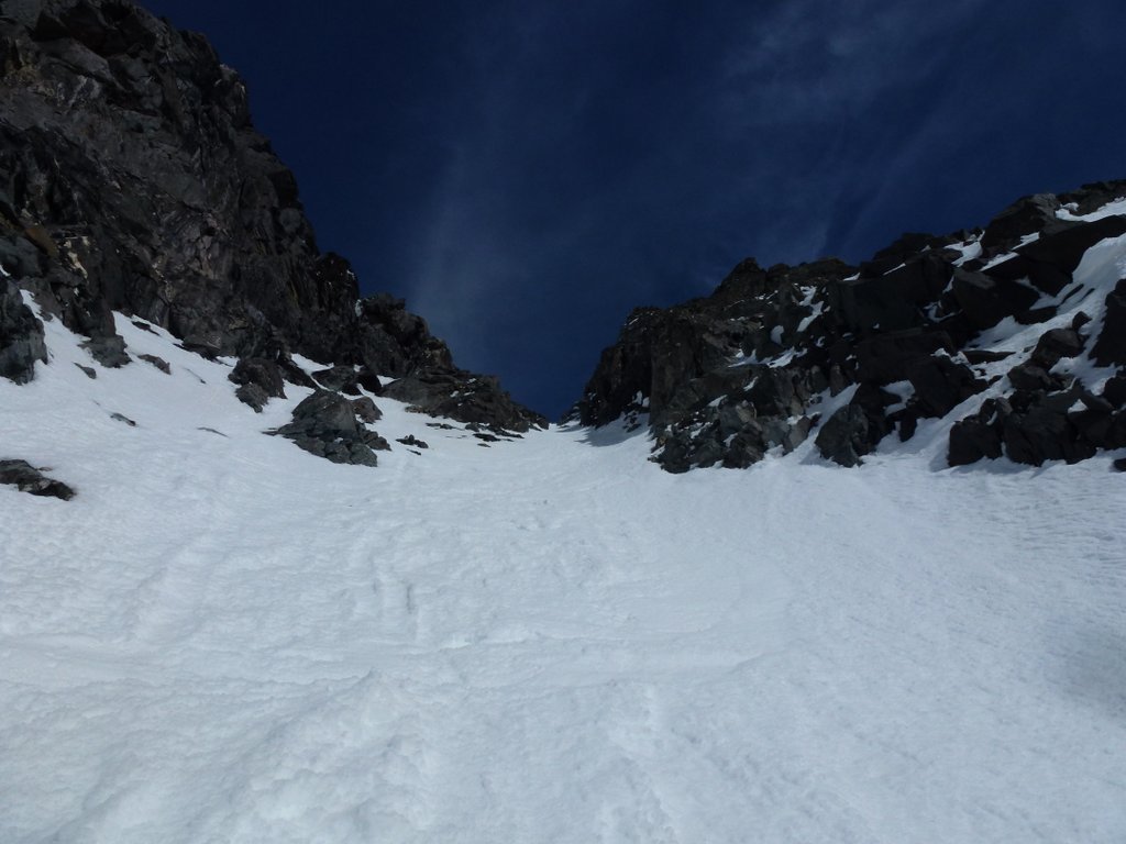 Couloir WSW : La partie haute vue d'en bas