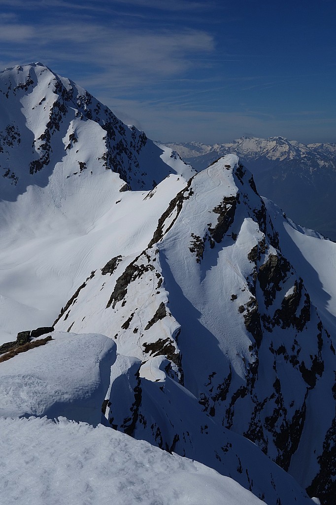 Légette du Mirantin : Du sommet, vue sur la pente terminale du Nid d'Aigle fraîchement skiée...
