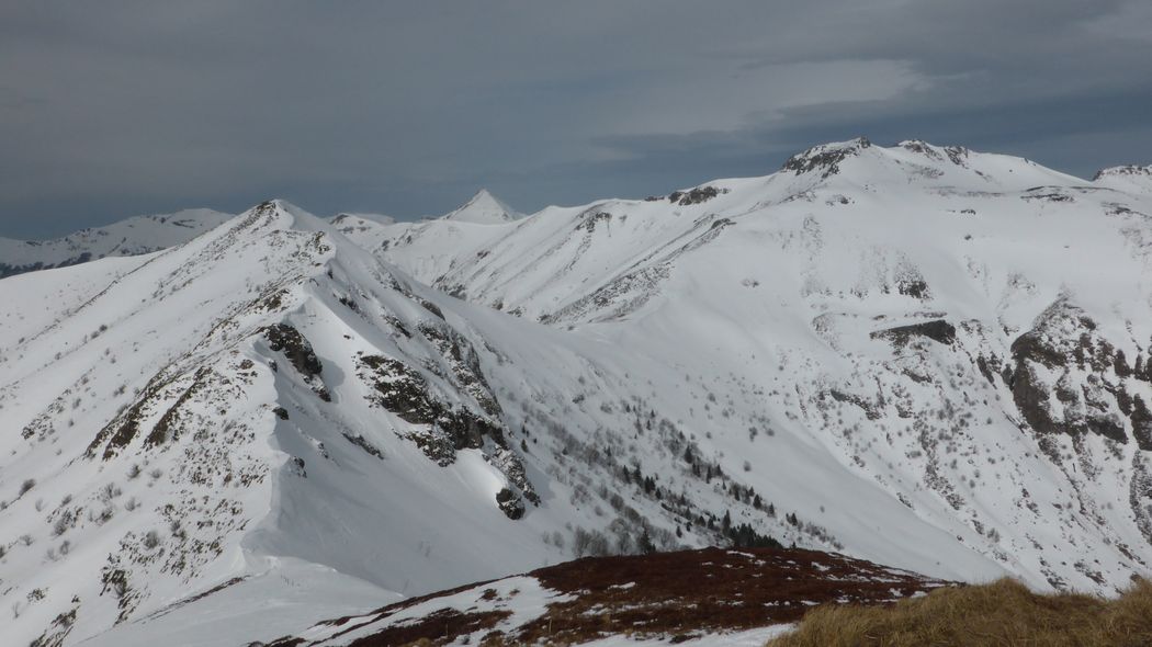 Sommet du Téton de Vénus : Au premier plan, c'est le printemps pour la bruyère
