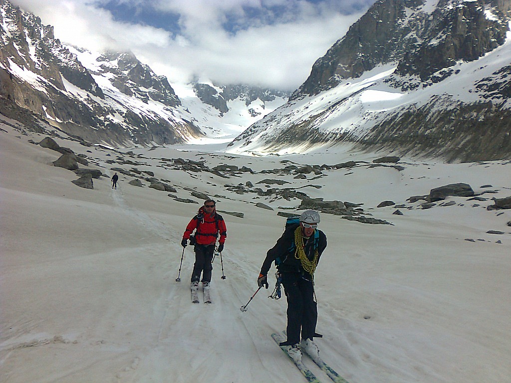 Glacier de Leschaux : séance de ski de fond, avant les redoutés escaliers