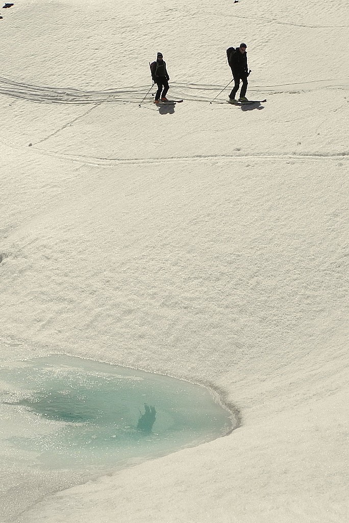 Tête Rousse : les petits lacs glaciaires dans la partie finale du glacier
