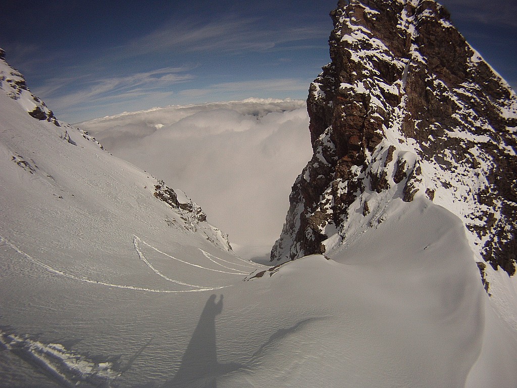 Couloir W : Au sommet du Couloir W du Grand Replomb