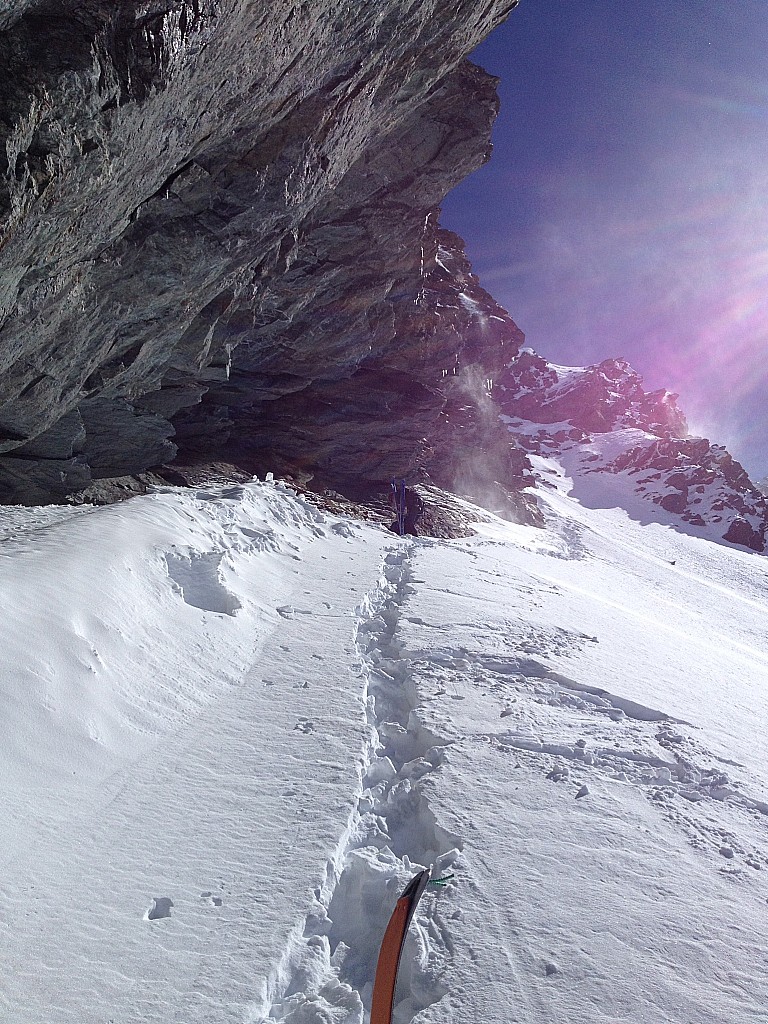 Sous le col des Roches : Petit passage alpin