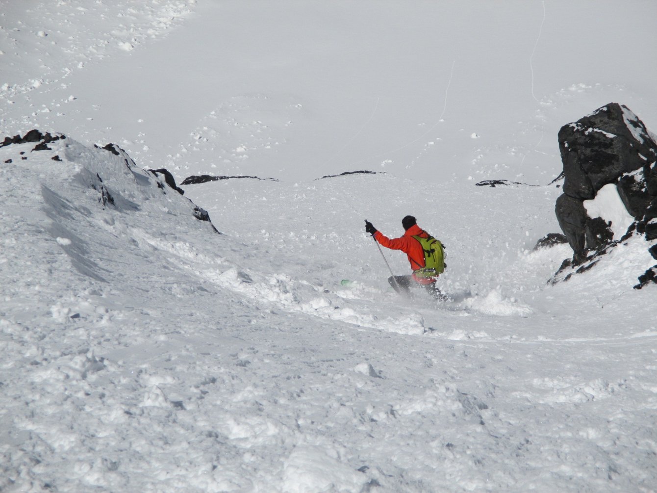 Tour Sallière : Vincent dans le bas de la ONO, dans une neige pas si facile !