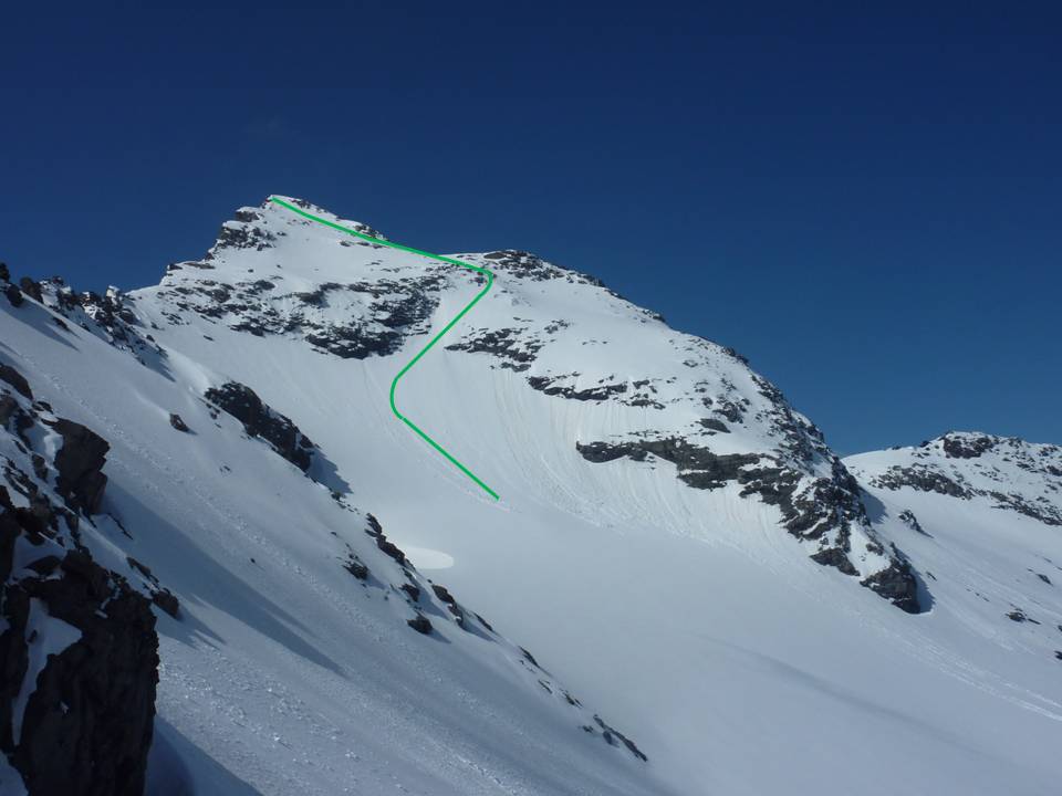 Face Nord Pointe du Bouchet : Vu d'ensemble de la face Nord de la Pointe du Bouchet depuis le col de Pierre Lory
