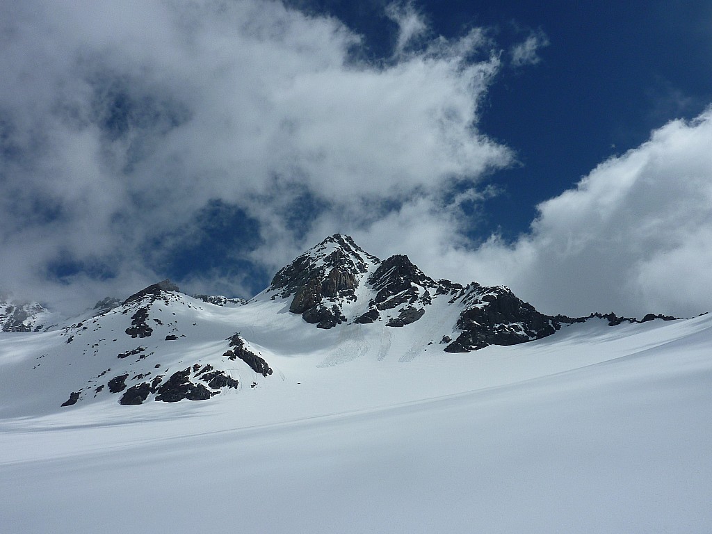 Couloir SW Gebroulaz : Le couloir depuis le glacier de Chavière