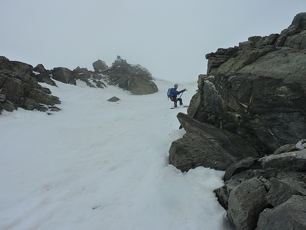 Couloir SW Gebroulaz : Alex dans la partie raide du haut !