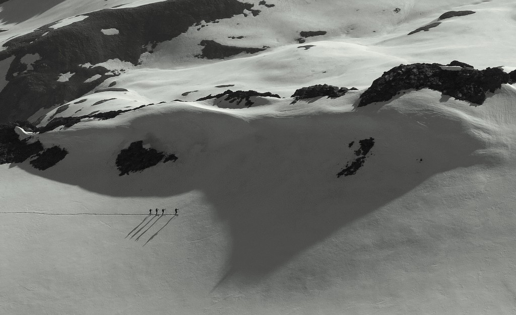 Skieurs sur le Glacier Fossile d'Asti