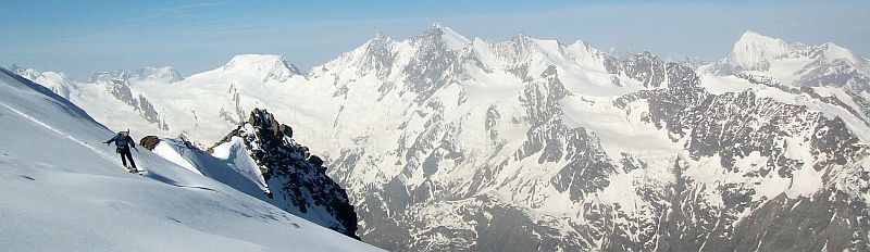 Fleitschorn : Départ à ski sur fond de carte postale