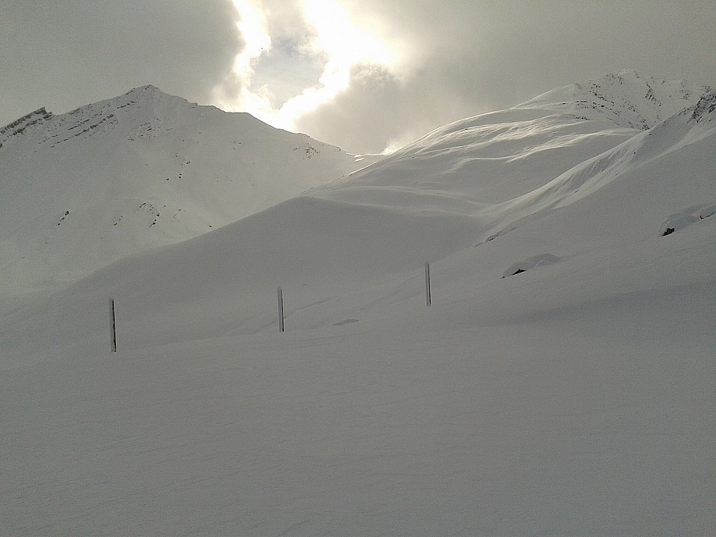 sommet du télésiège : la neige est là