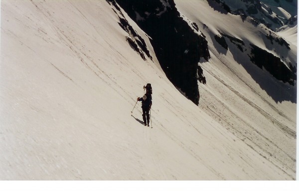 Montée à Roche Faurio : La belle pente glacée à la montée, transformée à la descente