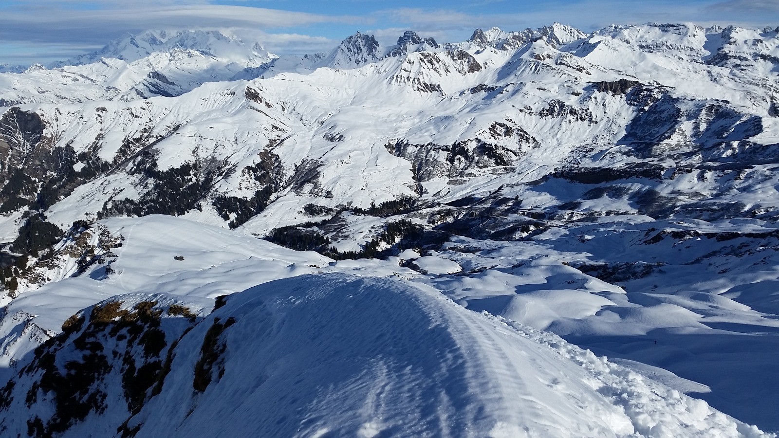 Sommet de la pointe du Riondet - vue sur le Mont Blanc, Aig. du Grand Fond, Presset, Pierra...