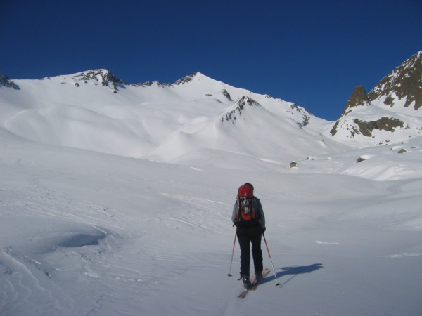 Le Montagnon : Direction le Montagnon, belle pente Est en 4.1 qui chauffe dur!