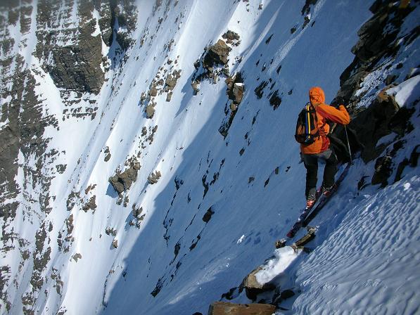 Pente de la Jaline : Jerome skieur au depart de la descente (photo Bumbum)